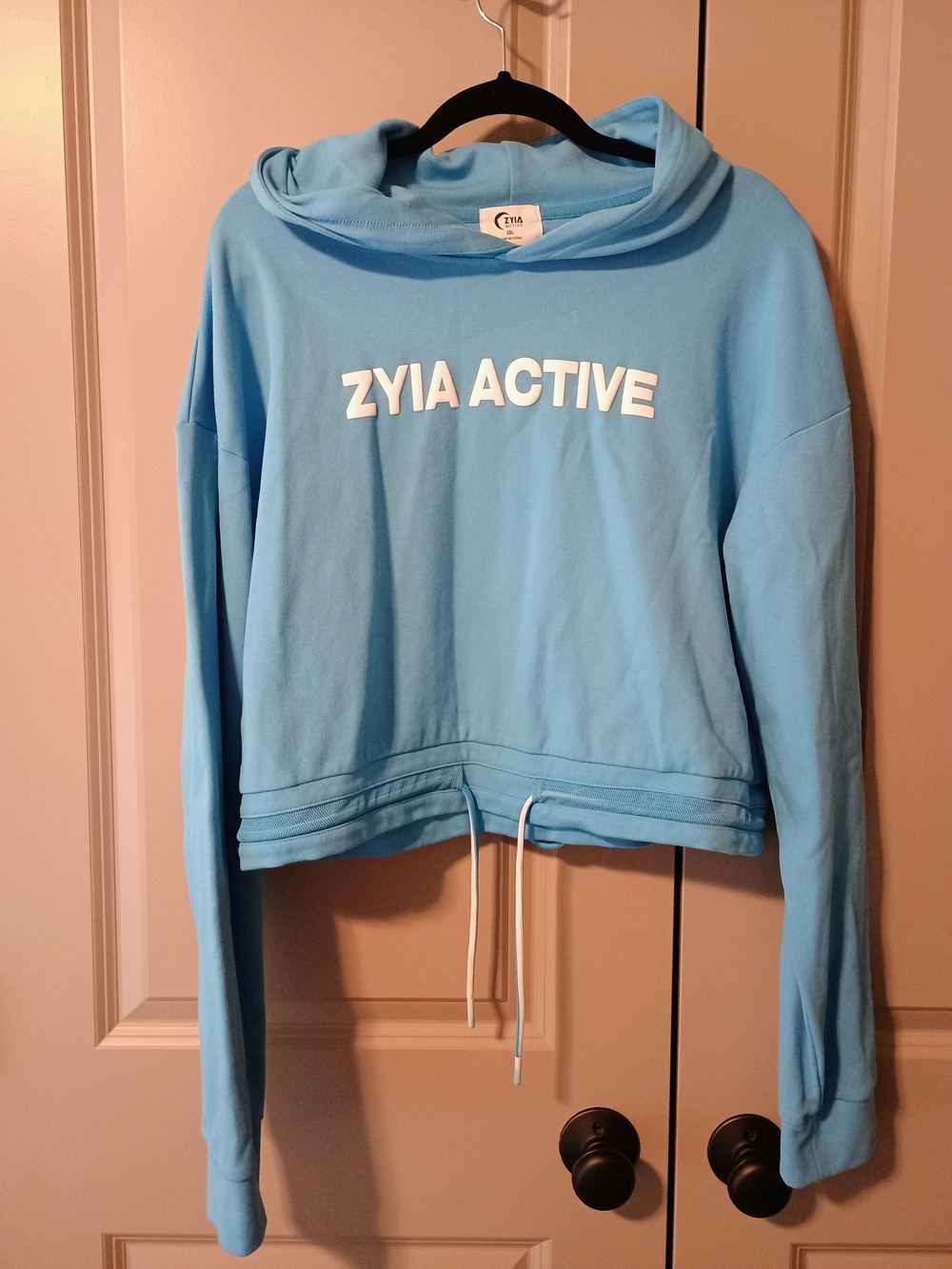 ZYIA Light Blue Pullover Hoodie with Drawstring Hem